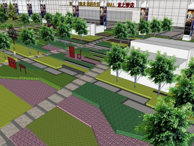 Modern Commercial Landscape Design in SketchUp