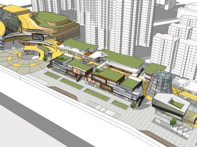 SketchUp Business Model: Modern Multi-Story Shopping Center Design