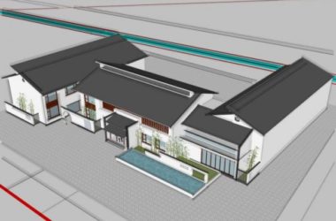 SketchUp Business Model: Modern Chinese-Style Low-Rise Clubhouse Design-BIM WORLD