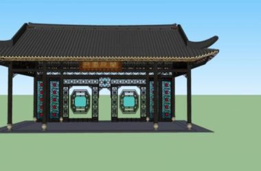 SketchUp Model of Lingnan Ancient Pavilion: Traditional Architecture Design-BIM WORLD