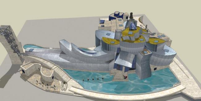 SketchUp Cultural Model: Multi-Story Guggenheim Museum in Modern Architectural Style
