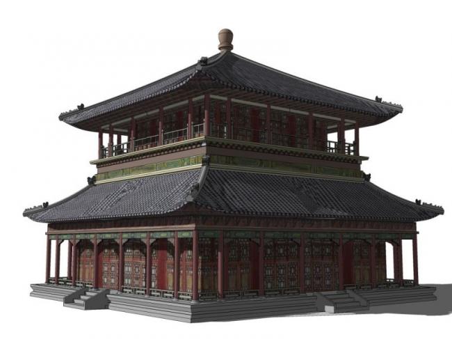 SketchUp Model of a Multi-Story Chinese Tea House with Ancient Architectural Design