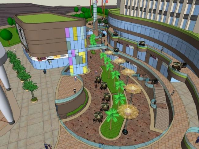 Detailed SketchUp Model of a Multi-Story Commercial Complex Featuring Residential, Office, Hotel, and Classical Design Elements