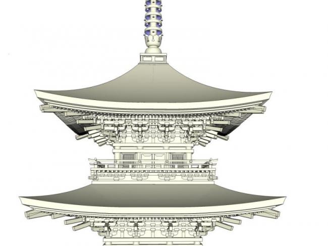SketchUp Model: Multi-Story Ancient Chinese Tower Architecture