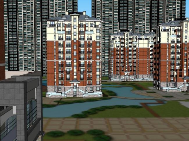 SketchUp Residential Model: Classical High-Rise Apartment Complex