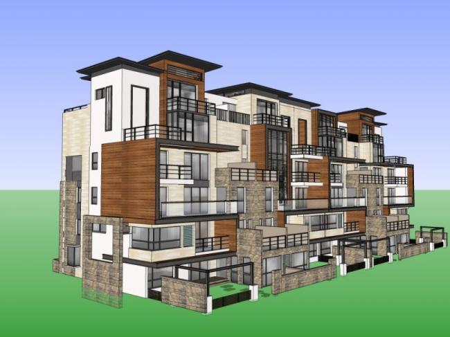 Modern Multi-Story Townhouse Residential Model in SketchUp