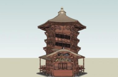 SketchUp Model of Ancient Chinese Multi-Story Tower Architecture-BIM WORLD