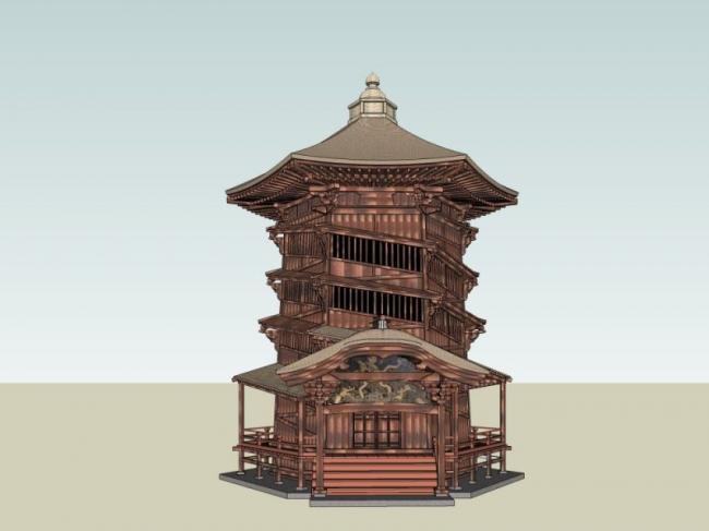 SketchUp Model of Ancient Chinese Multi-Story Tower Architecture