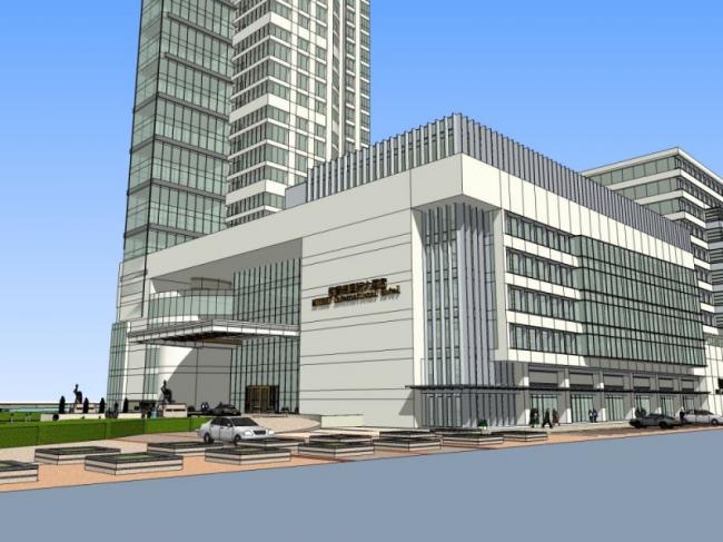 Modern Super High-Rise Hotel Model in SketchUp