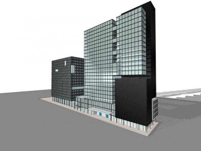 SketchUp Model of a Modern High-Rise Commercial Office Complex