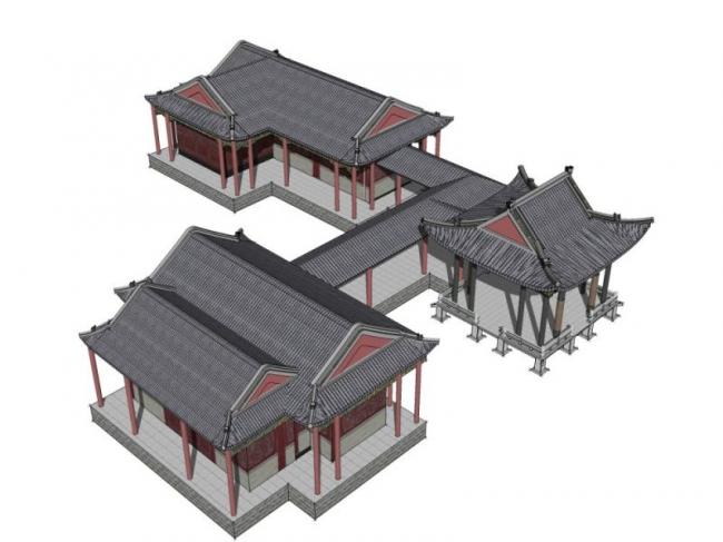 Chinese-Style Pavilion Sketch Model in SketchUp