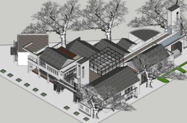Modern Chinese-Style Tourism Service Center Office Model in SketchUp-BIM WORLD