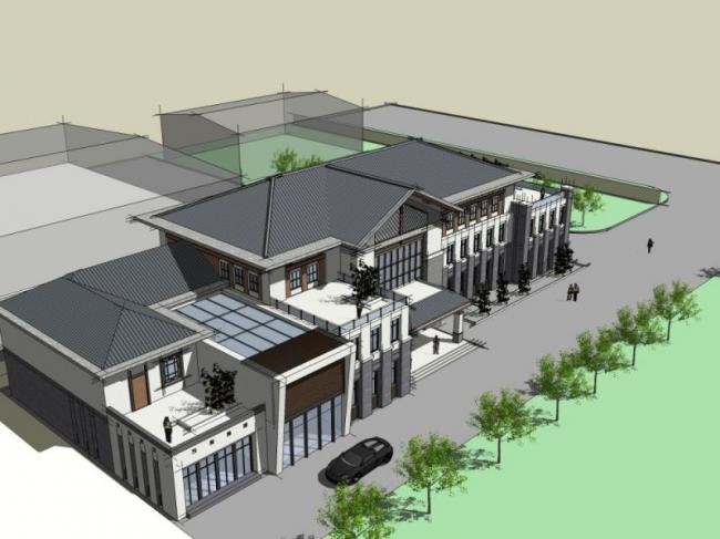 SketchUp Business Model: Multi-Story Club in Modern Chinese Style