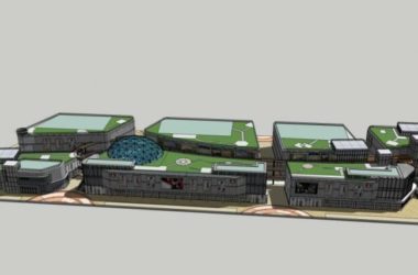 Modern Multi-Story Commercial Office Model with Pedestrian Street in SketchUp-BIM WORLD