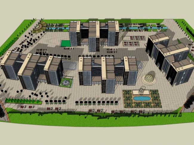 Modern High-Rise Office Building SketchUp Model