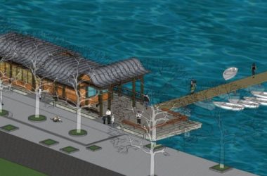 SketchUp Landscape Design: Waterfront Teahouse in Oriental Neoclassical Chinese Style-BIM WORLD