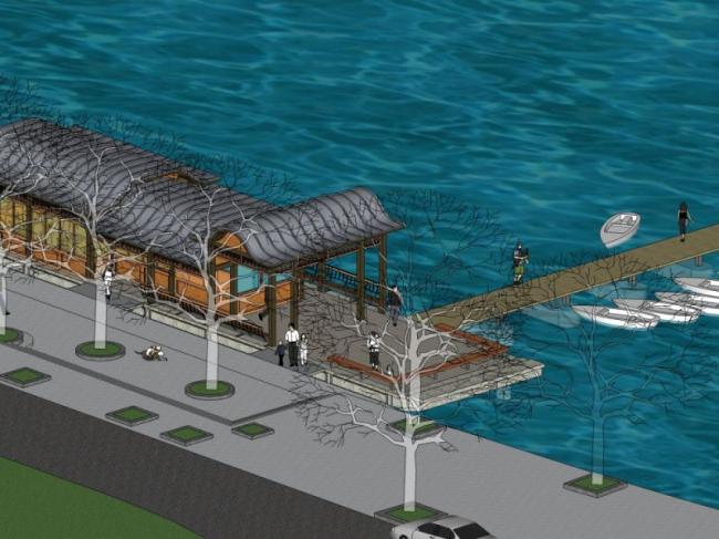 SketchUp Landscape Design: Waterfront Teahouse in Oriental Neoclassical Chinese Style