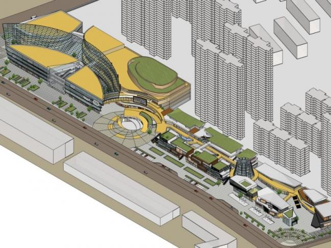 SketchUp Business Model: Modern Multi-Story Commercial Pedestrian Street Design