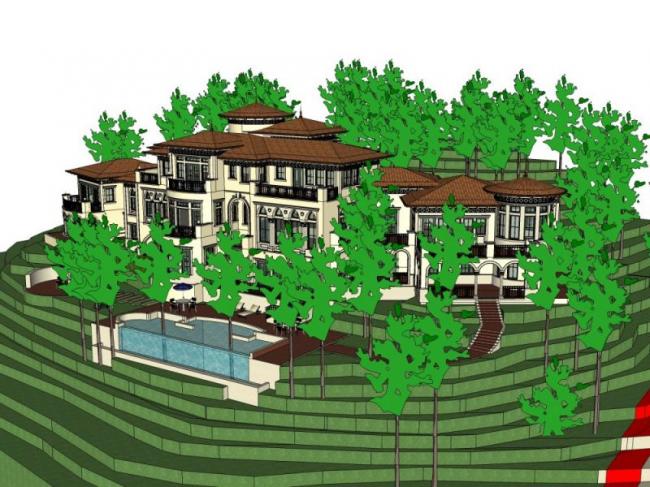 SketchUp Business Model: Multi-Story Classical Style Clubhouse Design
