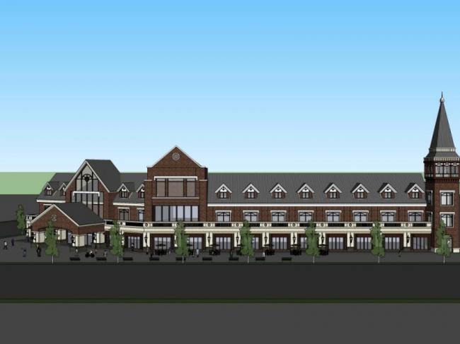 SketchUp Business Model: British-Style Multi-Story Commercial Pedestrian Street