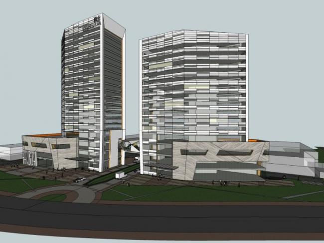 SketchUp Complex Model: Modern Multi-Story Commercial, Residential, Hotel, and Office Building