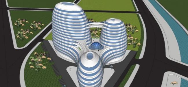 Modern High-Rise Hotel Model in SketchUp