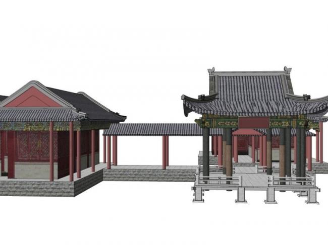 SketchUp Model of Ancient Chinese Pavilion and Traditional Architecture