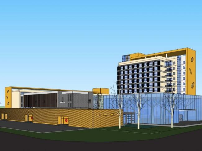 Modern Multi-Story Hotel Model in SketchUp