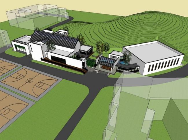 SketchUp Business Model: English Club, Casual Clubhouse, and Modern Chinese Design