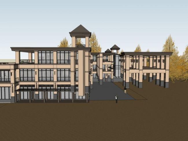 SketchUp Business Model: Multi-Story European-Style Commercial Street Design