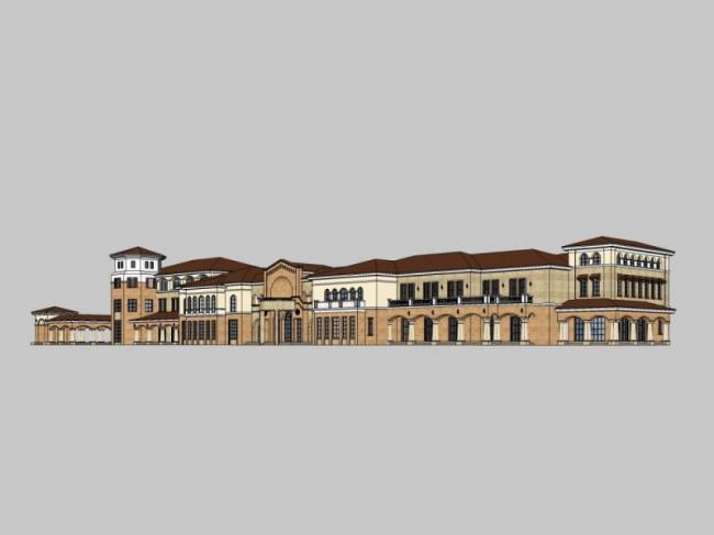 SketchUp Business Model: Multi-Story Classical Style Commercial Street