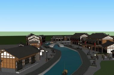 SketchUp Business Model: Multi-Story Commercial Street in Traditional Chinese Style-BIM WORLD