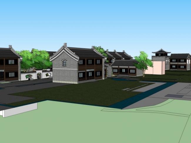 SketchUp Cultural Model: Multi-Story Garden Expo North Area Featuring Traditional Chinese Architecture