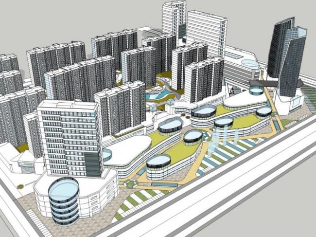 SketchUp Complex Model: Multi-Story Commercial, Residential, Office, and Modern Hotel Design