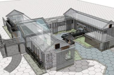 Modern Low-Rise Hotel Architecture in Chinese Style | SketchUp Model-BIM WORLD
