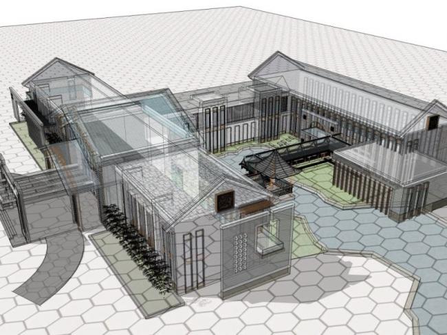 Modern Low-Rise Hotel Architecture in Chinese Style | SketchUp Model