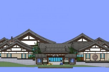 SketchUp Office Model | Low-Rise Office Complex with Chinese Architectural Style-BIM WORLD