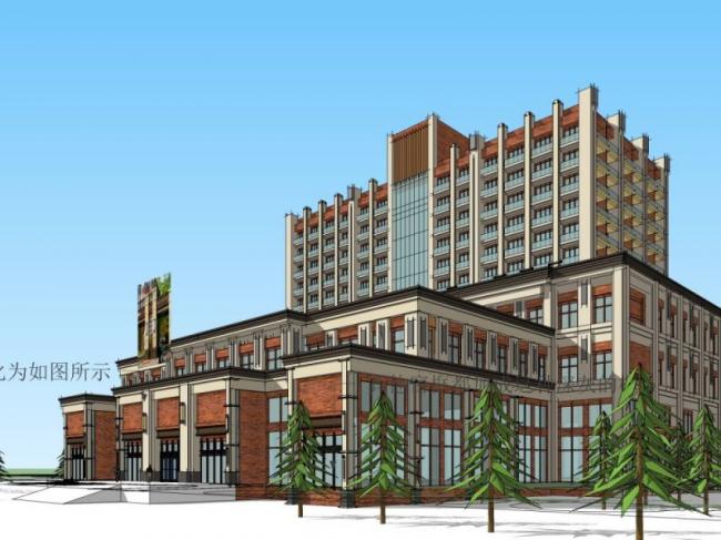 Modern Multi-Story Hotel Model in SketchUp