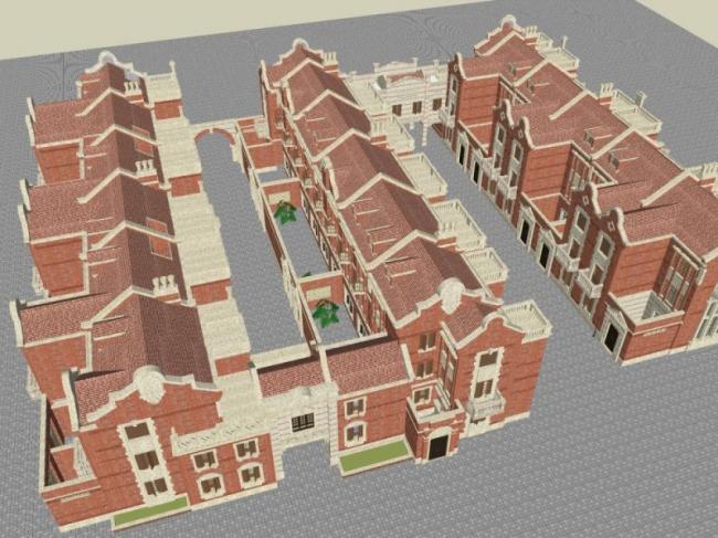 Classical Multi-Story Residential Model in SketchUp