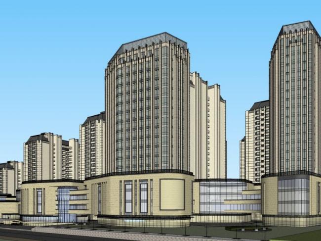 SketchUp Multi-Story Residential and Commercial Complex | Classical Style with Ground Floor Retail