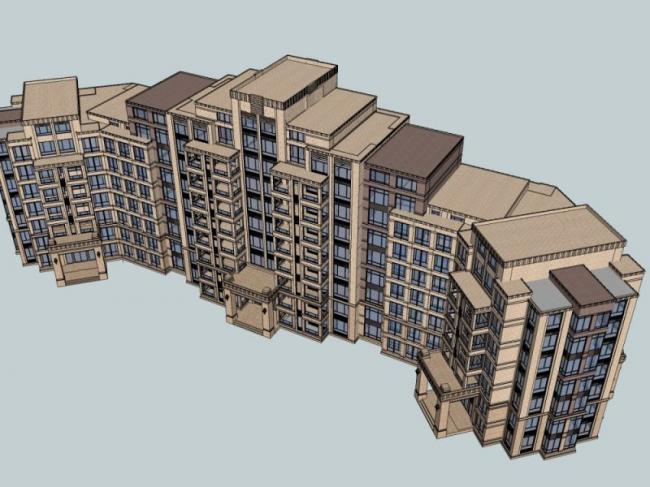SketchUp Residential Model: Multi-Story Classical Style Home Design