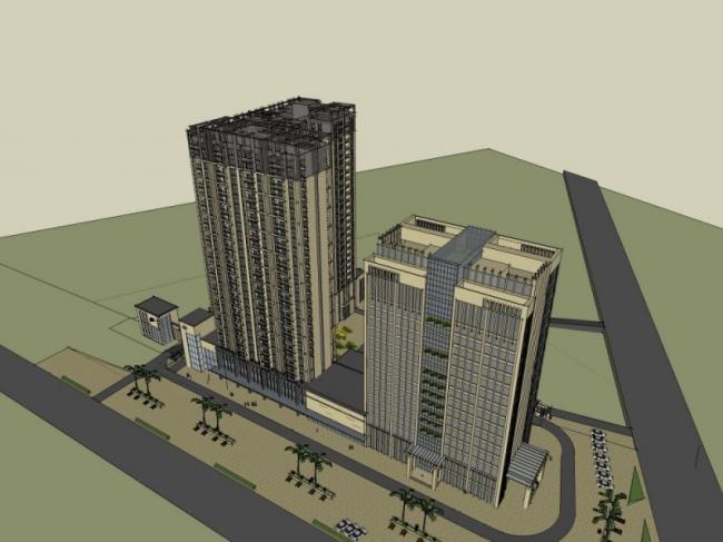 SketchUp Residential Model: High-Rise Living with Ground-Floor Retail and Office Spaces in Classic Style