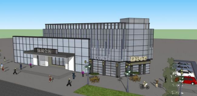 SketchUp Business Model: Modern Multi-Story Clubhouse Design