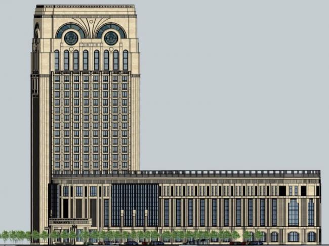 Modern High-Rise Office Building Model in SketchUp