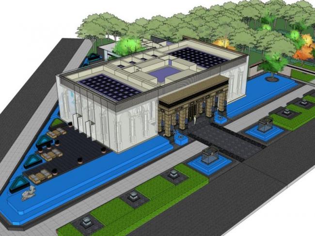 SketchUp Business Model: Western Neoclassical Low-Rise Clubhouse Design