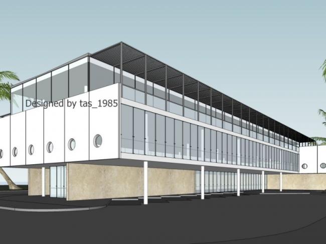 Modern Multi-Story Office Building Model in SketchUp
