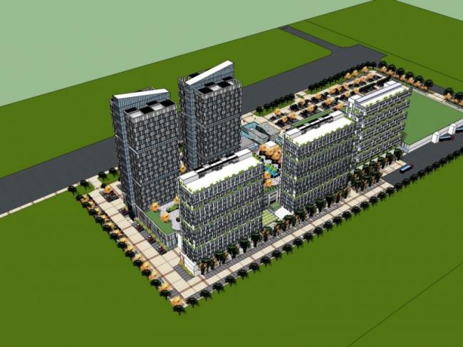 Modern Multi-Story Commercial and Residential Complex in SketchUp