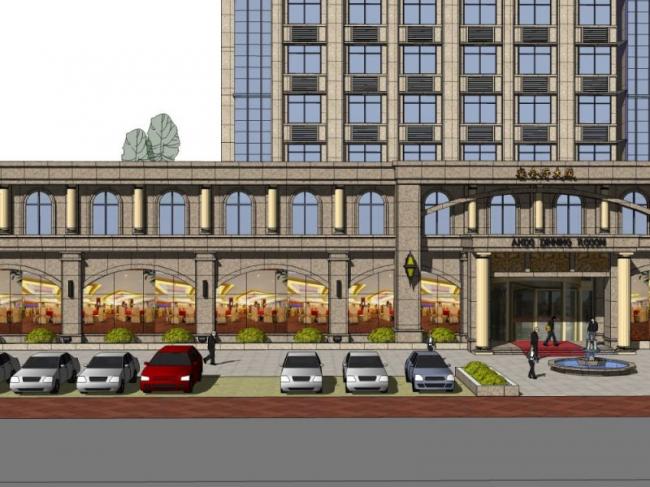 SketchUp Business Model: Multi-Story Classical Style Banquet Hall Design