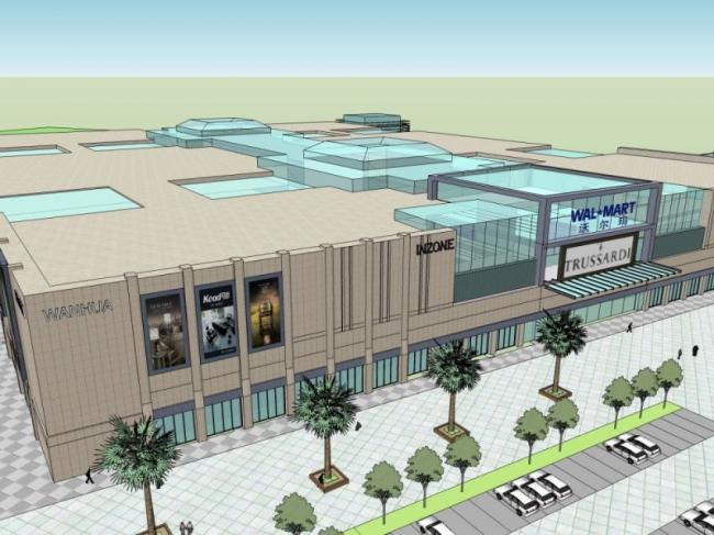 SketchUp Business Model: Modern Multi-Story Commercial Complex Design