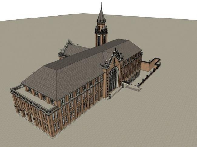SketchUp Business Model: Classical Multi-Story Clubhouse Design